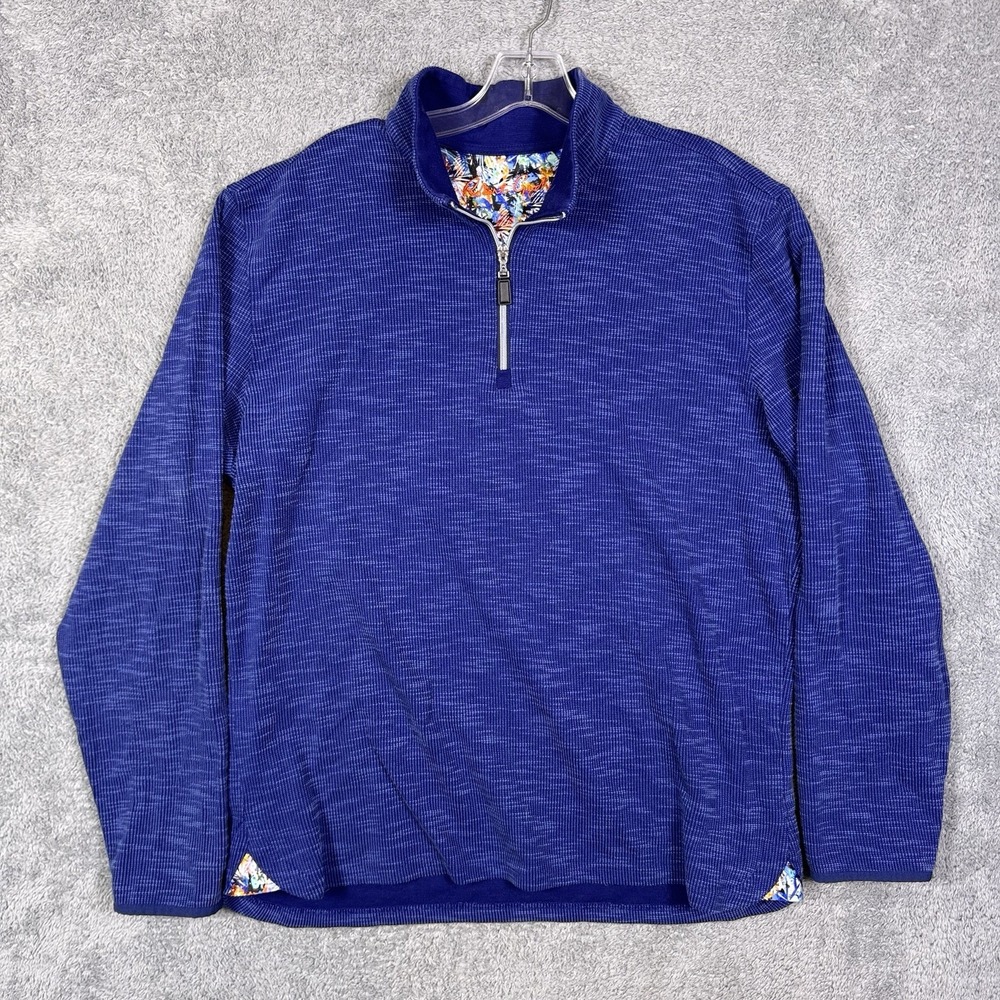 Robert Graham Jacket Mens XL 1/4 Zip Thermal Sweatshirt Classic Fit Knit Ribbed